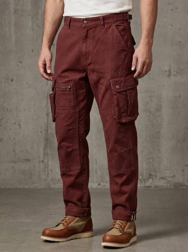 Men's Outdoor Utility Brown Multi-Pocket Cargo Pants