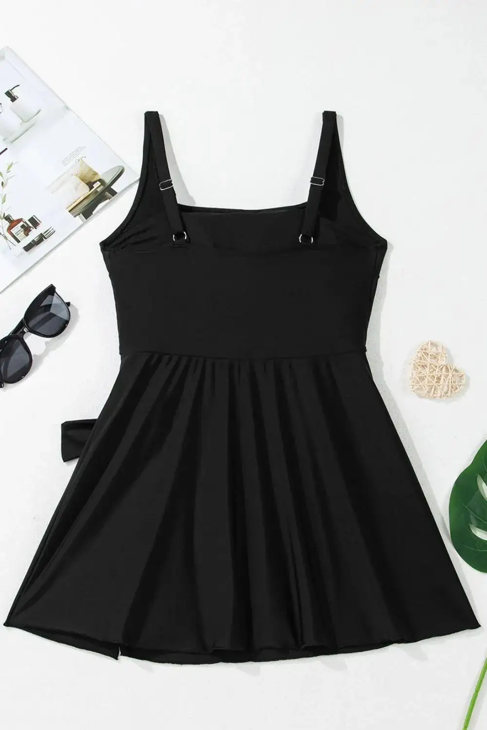 Side Tied Waist Square Neck Swim Dress