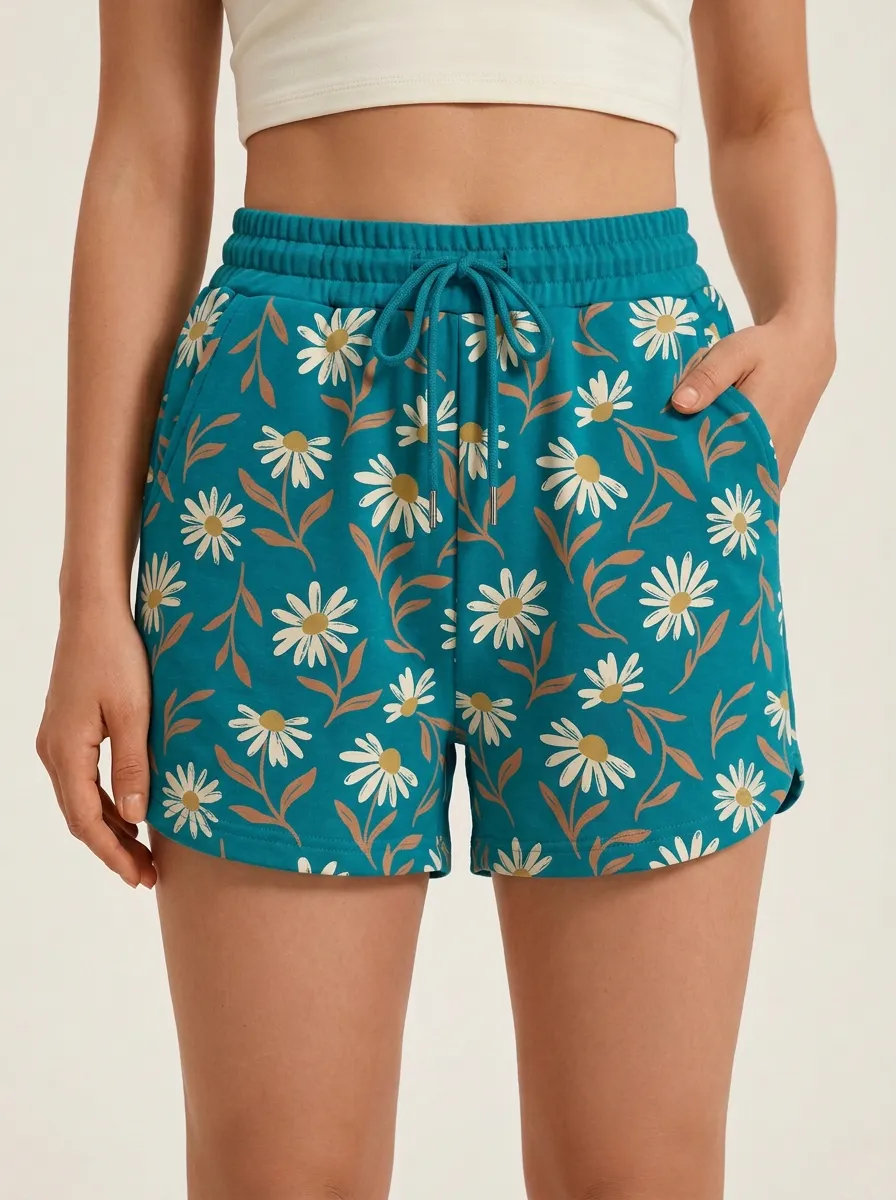 Women's Daisy Leaf Drawstring Lounge Shorts