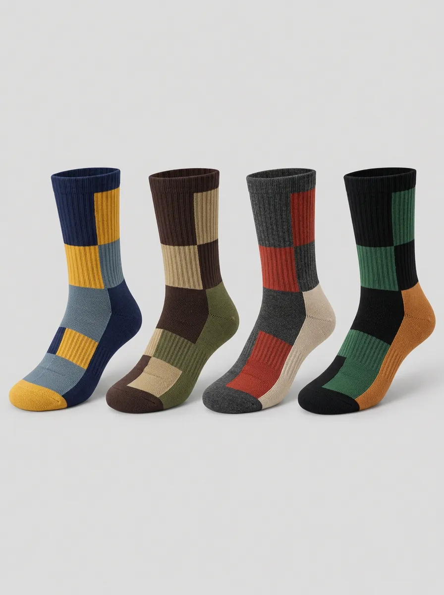 Men's Multicolor Colorblock Ribbed Crew Socks 4-Pack