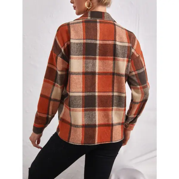 Classic Plaid Collared Neck Button Down Jacket