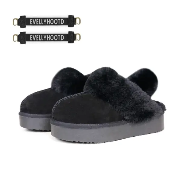 🥿🔥 Limited-Time Offer — 40% OFF! Women’s Chestnut Genuine Leather Platform Slippers with Detachable Ankle Strap & White Fur Lining  3-in-1 Seasonal Comfort