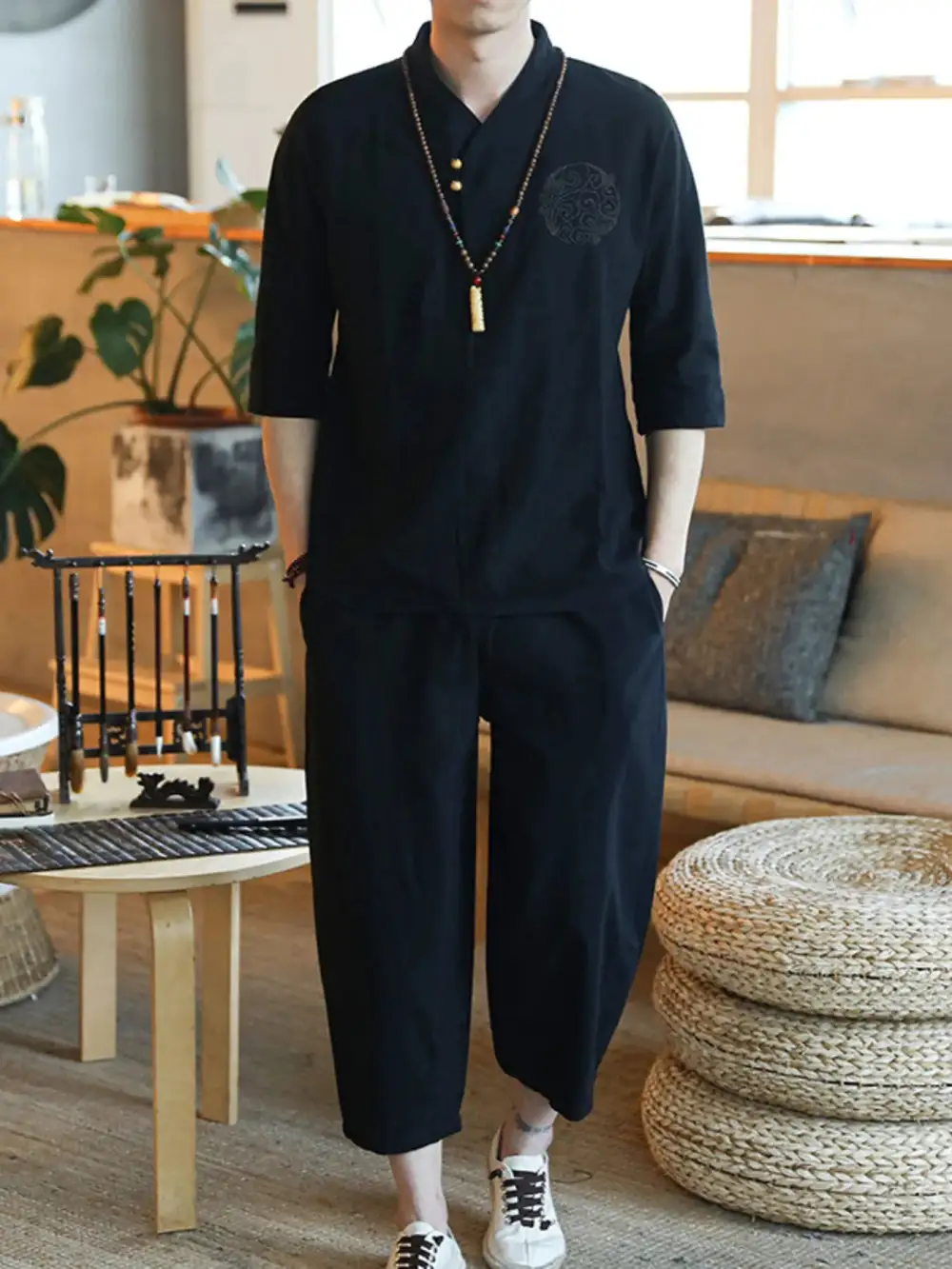 Refined Men's Plus Size Sleeve Top and Pants Set