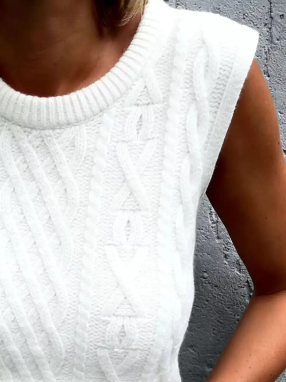 Textured Cable Knit Sweater Vest