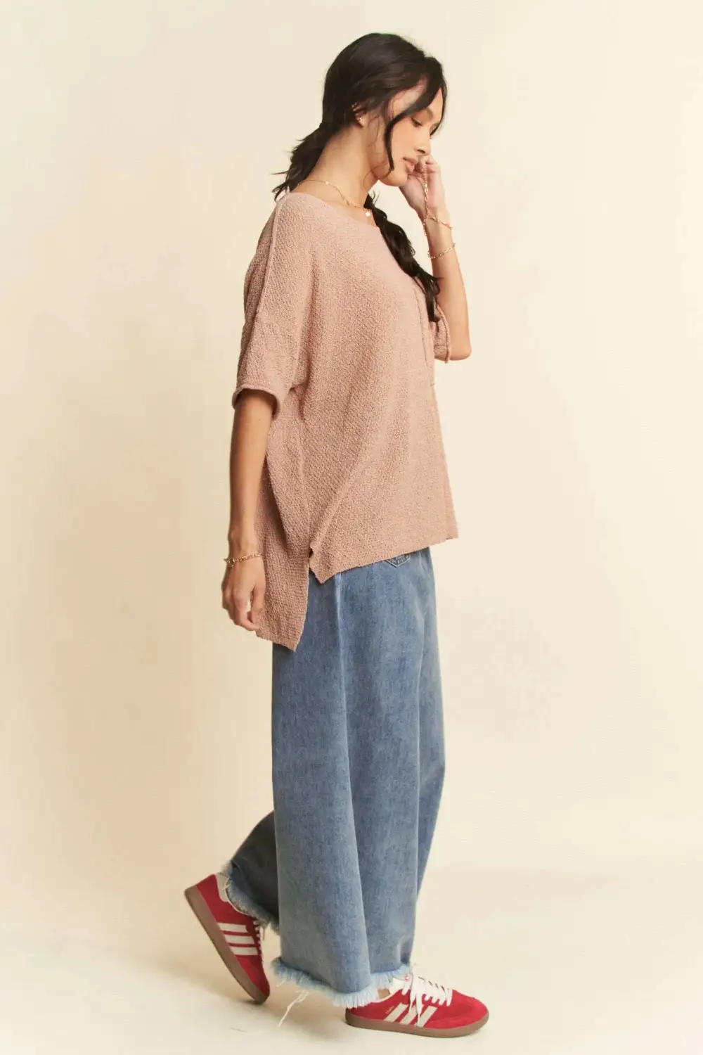 Patch Pocket Wide Leg Culotte Denim Jeans