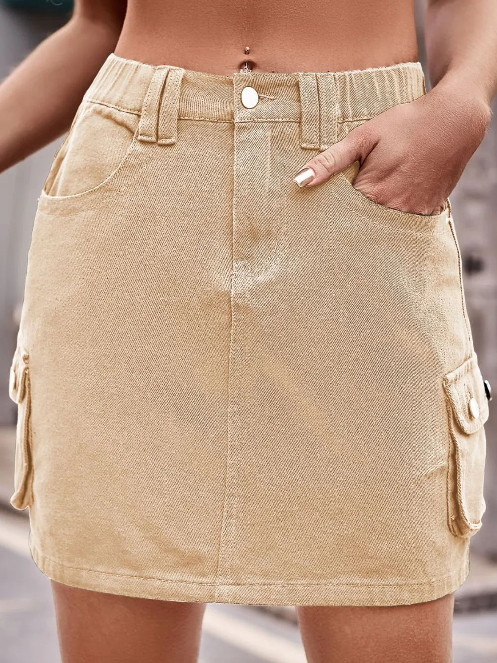 Denim Mini Skirt With Pockets