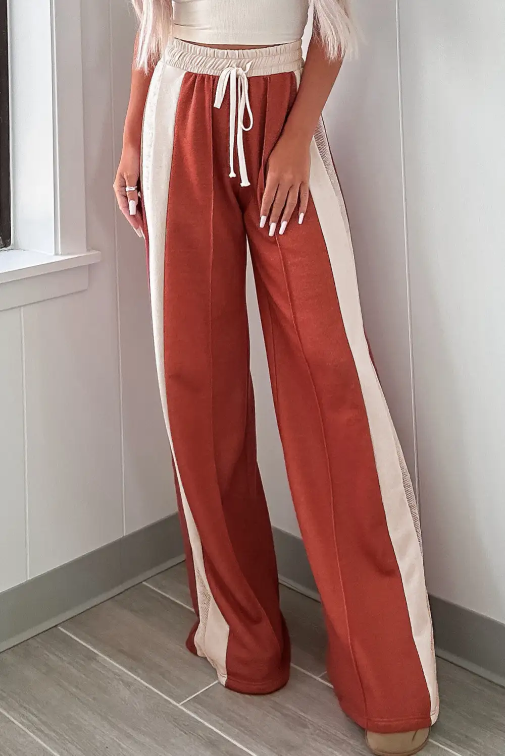 Flamingo Drawstring High Rise Wide Leg Pants