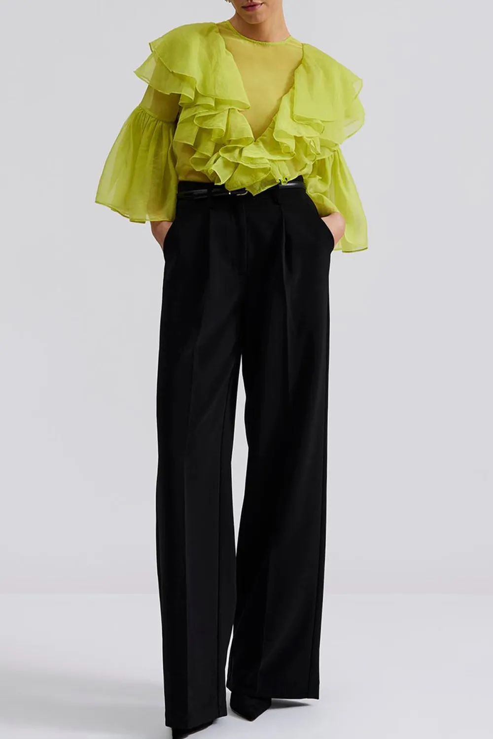 Sheer Ruffled Chiffon Blouse