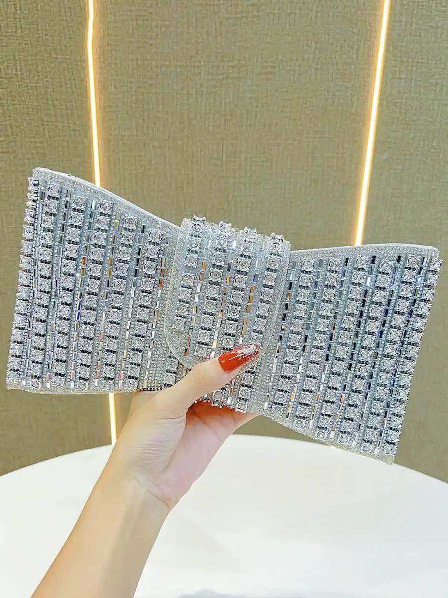 Chain Rhinestone PU Clutch Bag