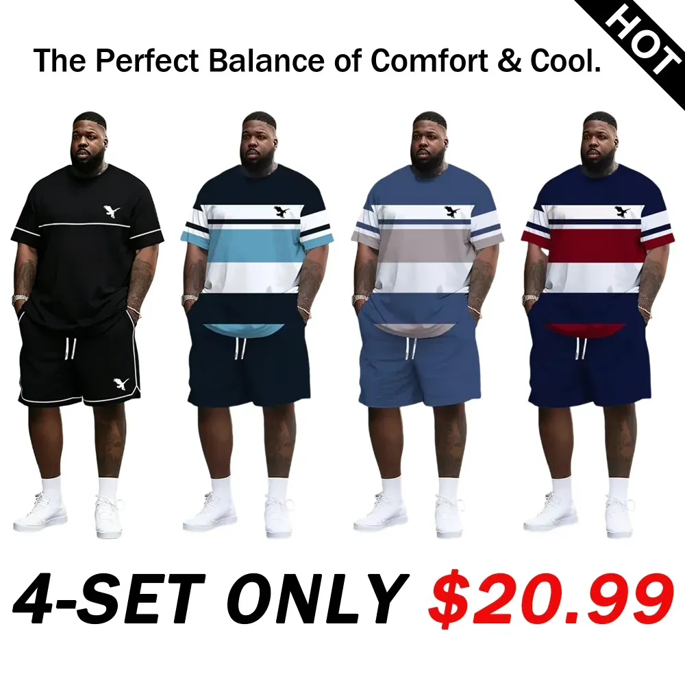 🔥 Men's Striped 2-Piece Summer Set | Ultra-Breathable Tee & Shorts