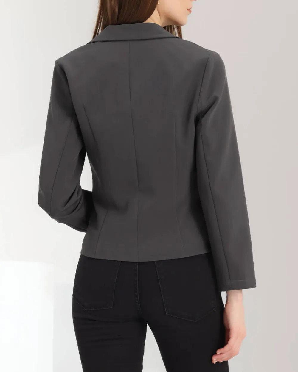 Casual Open Front Crop Suit Blazer Jacket