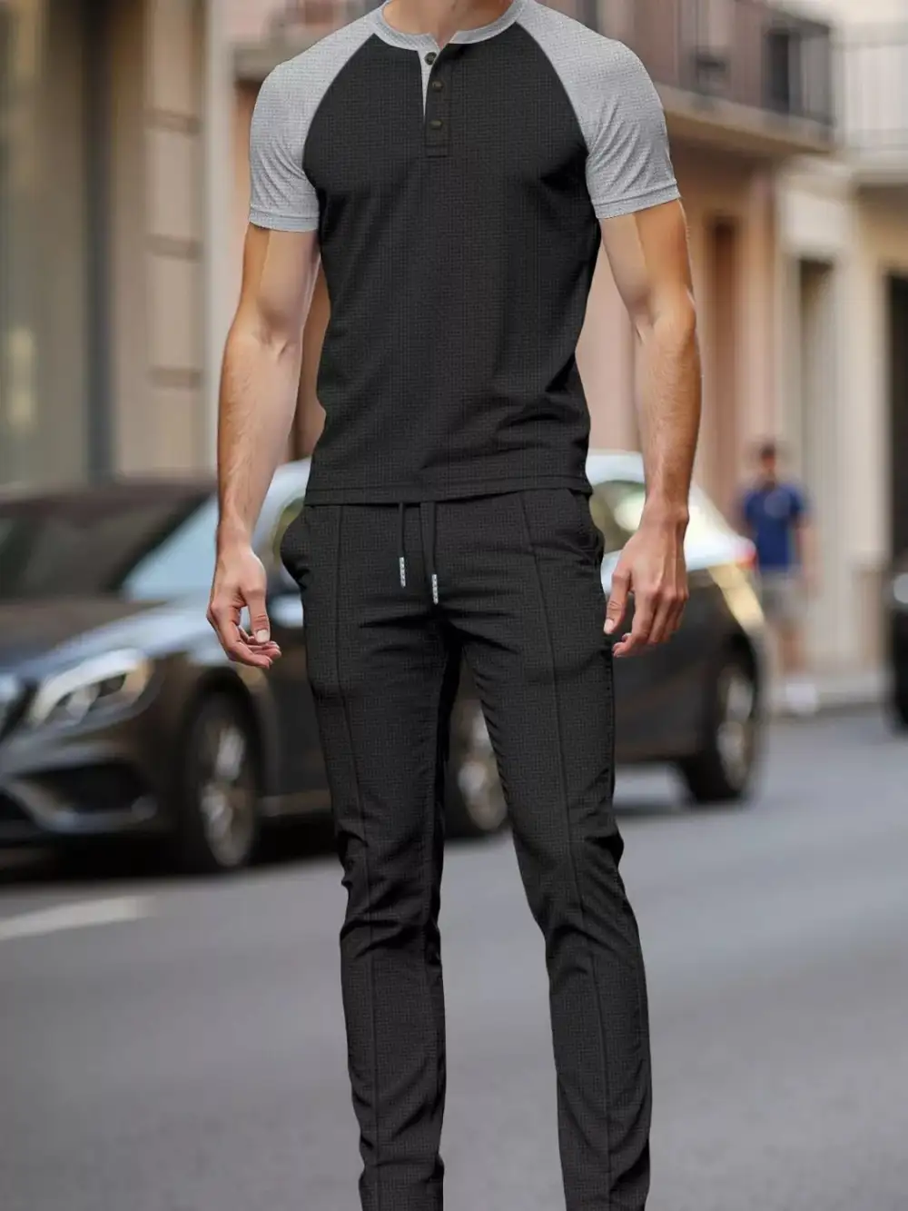 Men's Full Size Casual Two Tone Raglan Sleeve