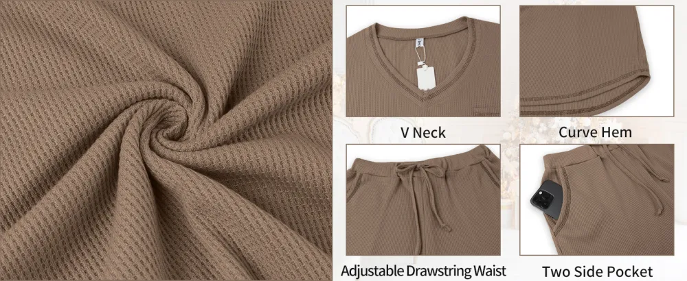 Women's Long Sleeve Knit Loungewear Set Jogger Pants Outfit