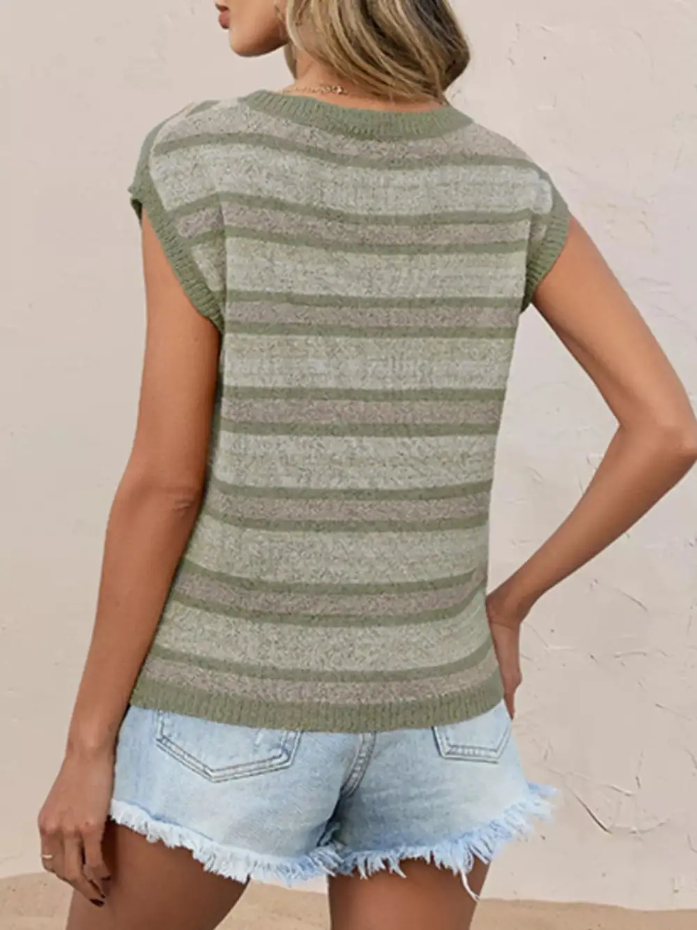 Striped Round Neck Knit Top