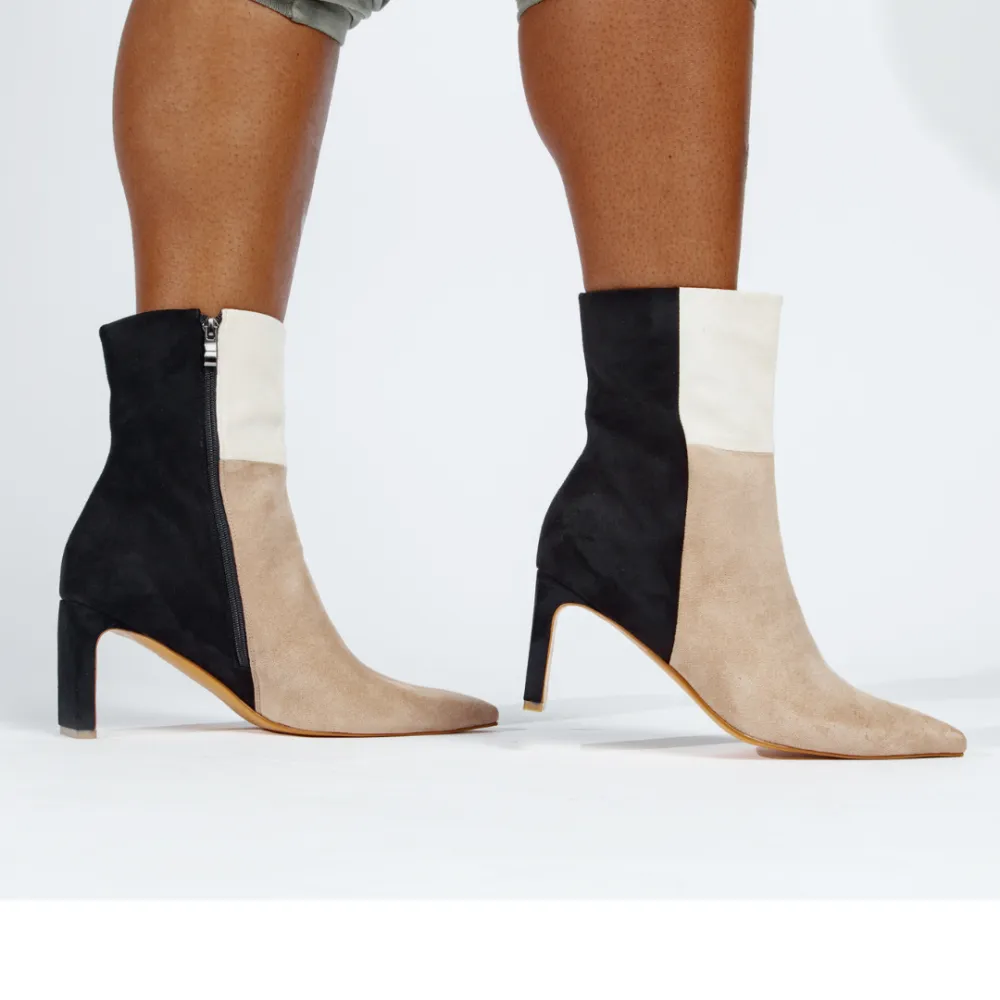 Refined Faux Leather Block Heel Ankle Boots