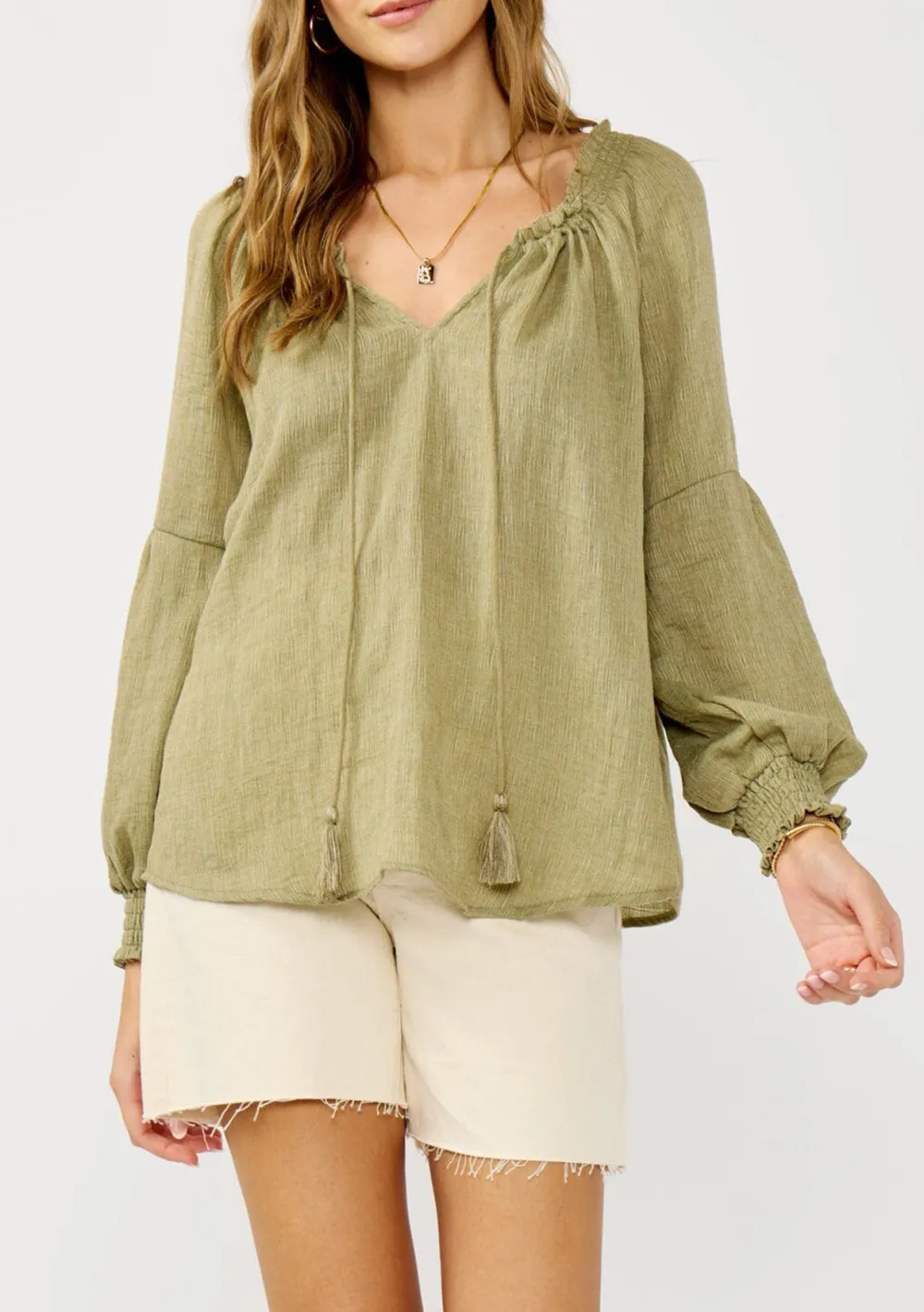 Tie Neck Long Sleeve Blouse