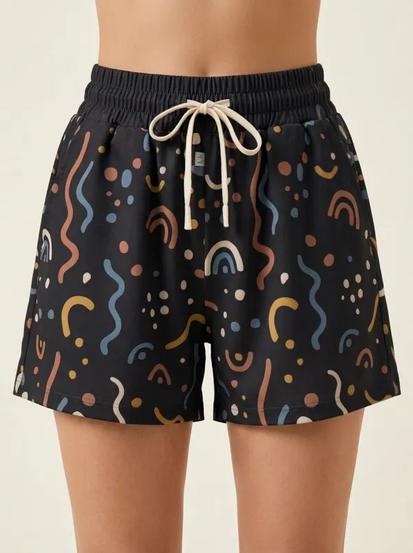 Women's Abstract Pattern Straight-Hem Shorts
