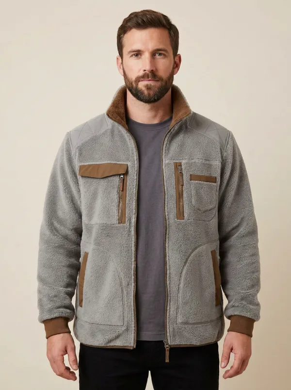 Hiking Contrast Patchwork Fleece Jacket