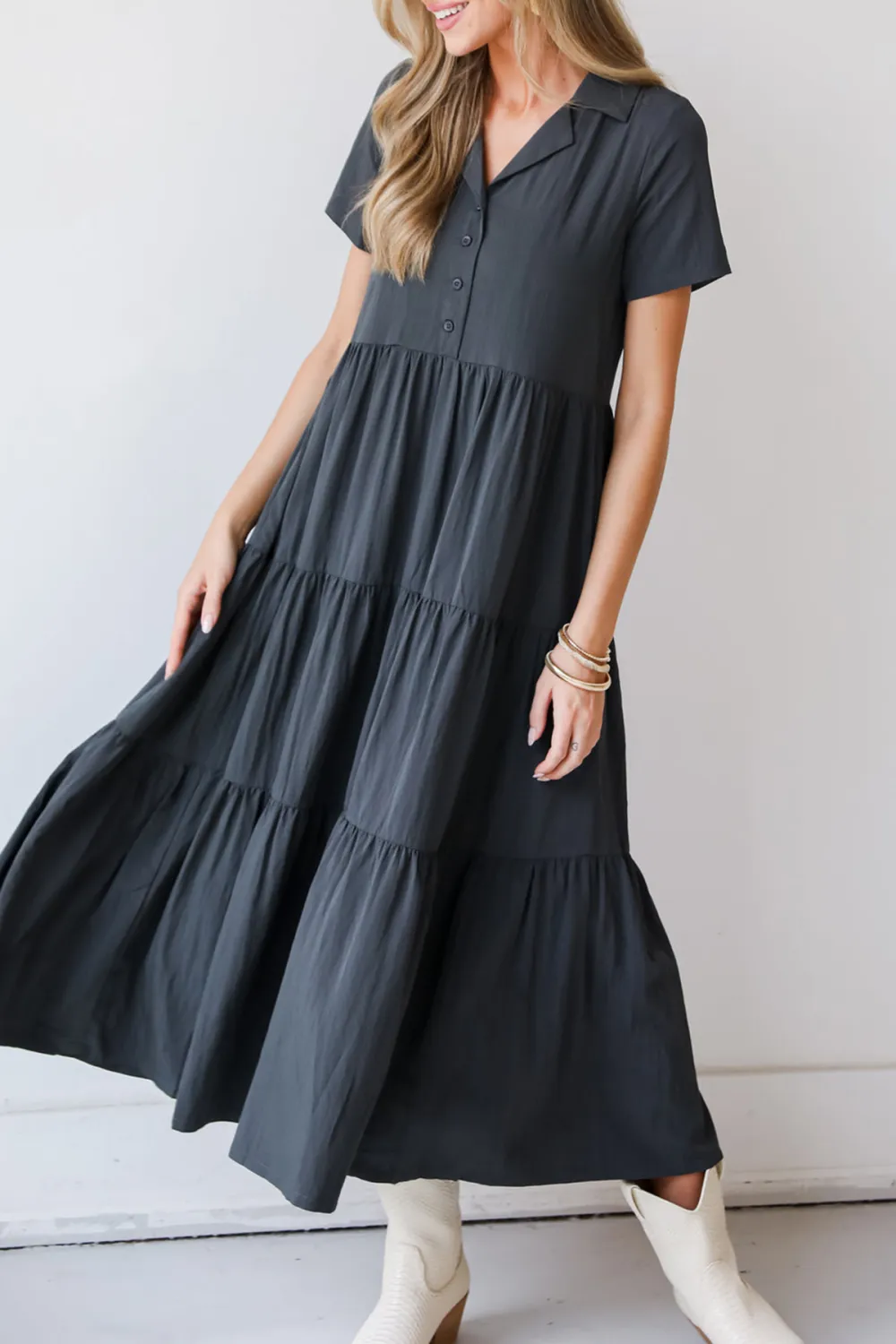 Charcoal Tiered Maxi Dress