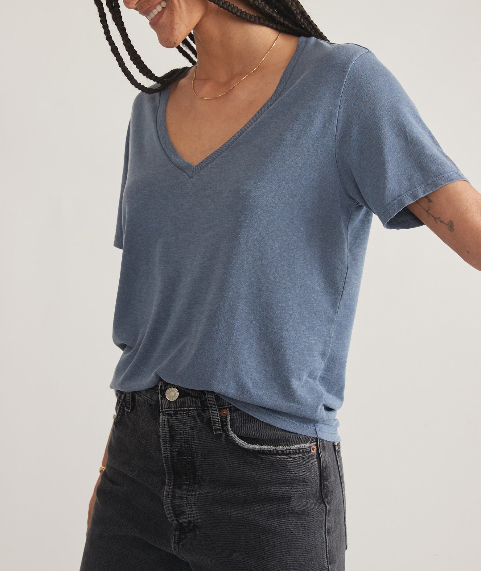 Slouchy Fit V-Neck Cotton Tee