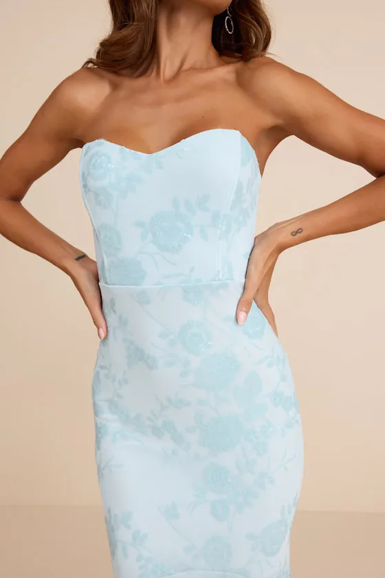 Mayley Purple Sequin Strapless Maxi Dress