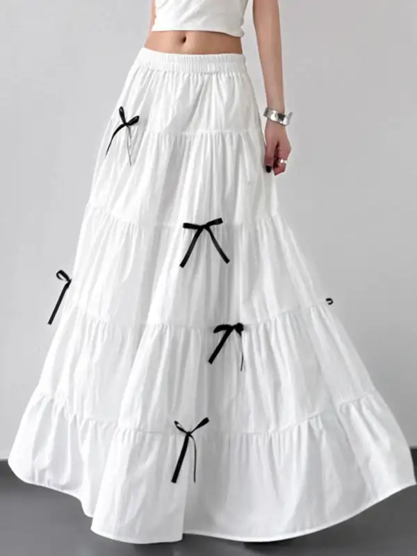 Plain Ruched Tiered Skirt