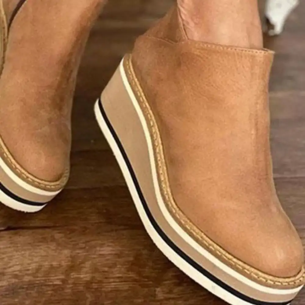 Ankle Wedge Boots with Zipper