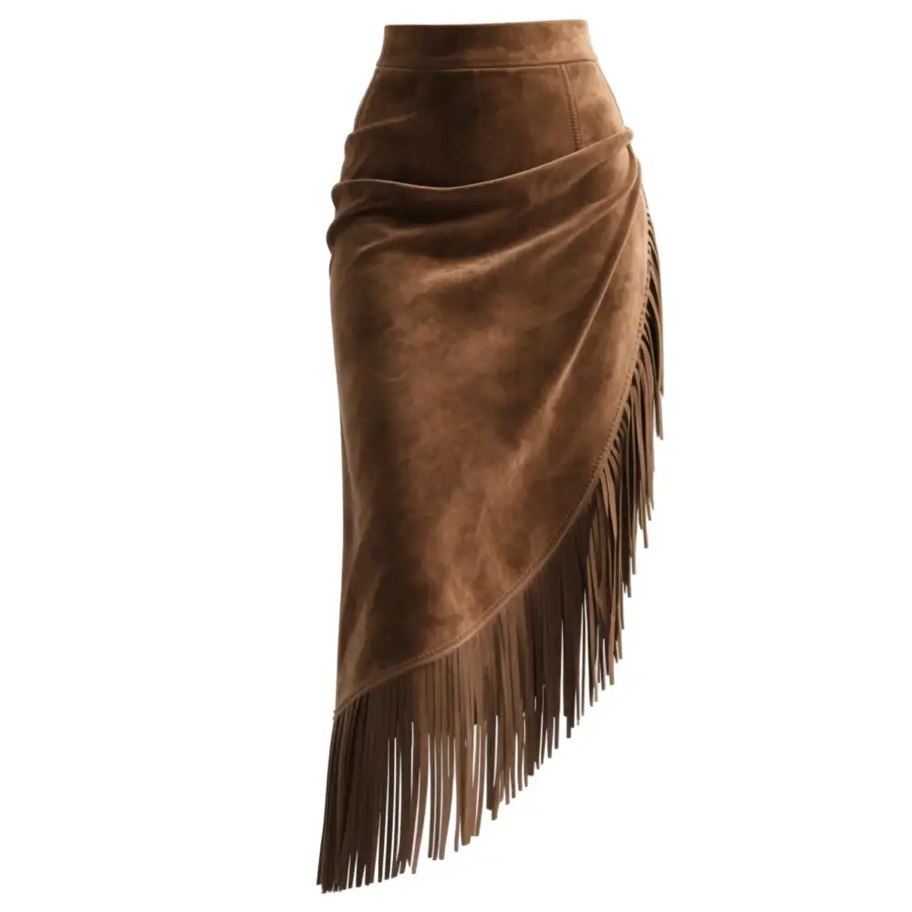 Western-Inspired Suede Retro Skirt