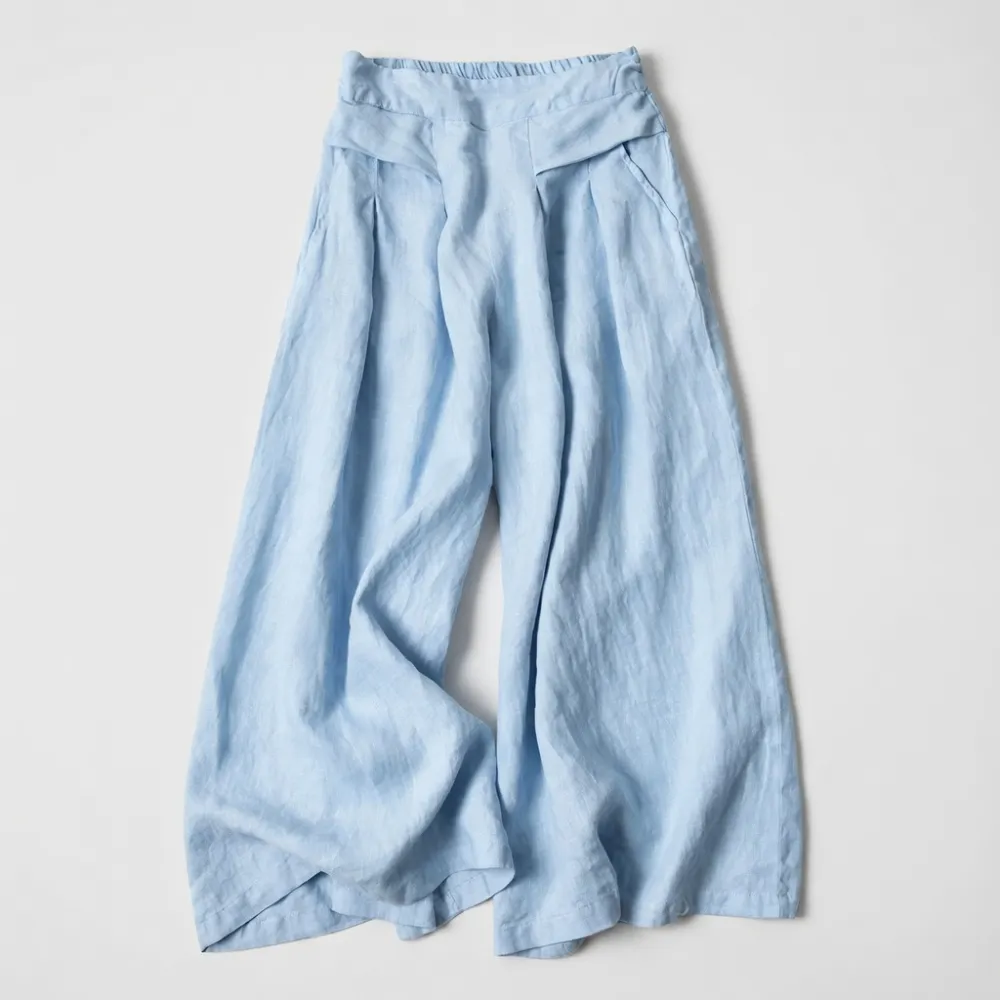 Women's Cotton and Linen Seven-Point Wide-Leg Pants