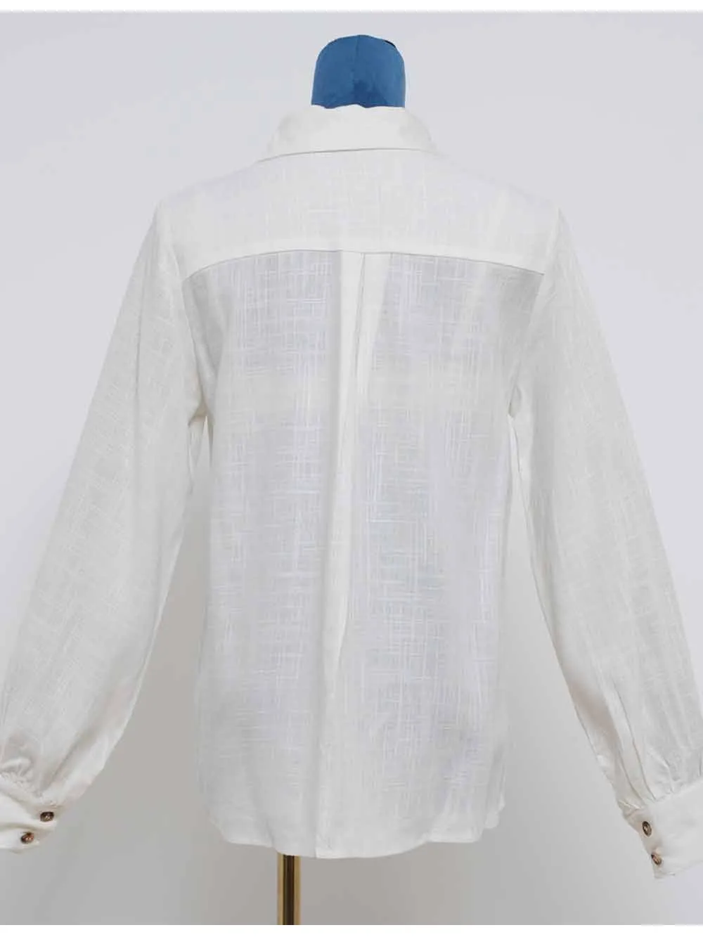 Boho Hollow Out Embroidery Shirt Collar Button Down Blouse