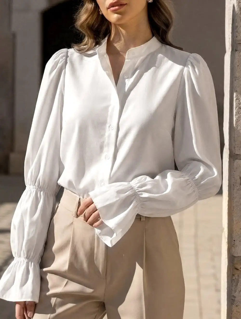 Casual Blouse With Elegant Bell Sleeves