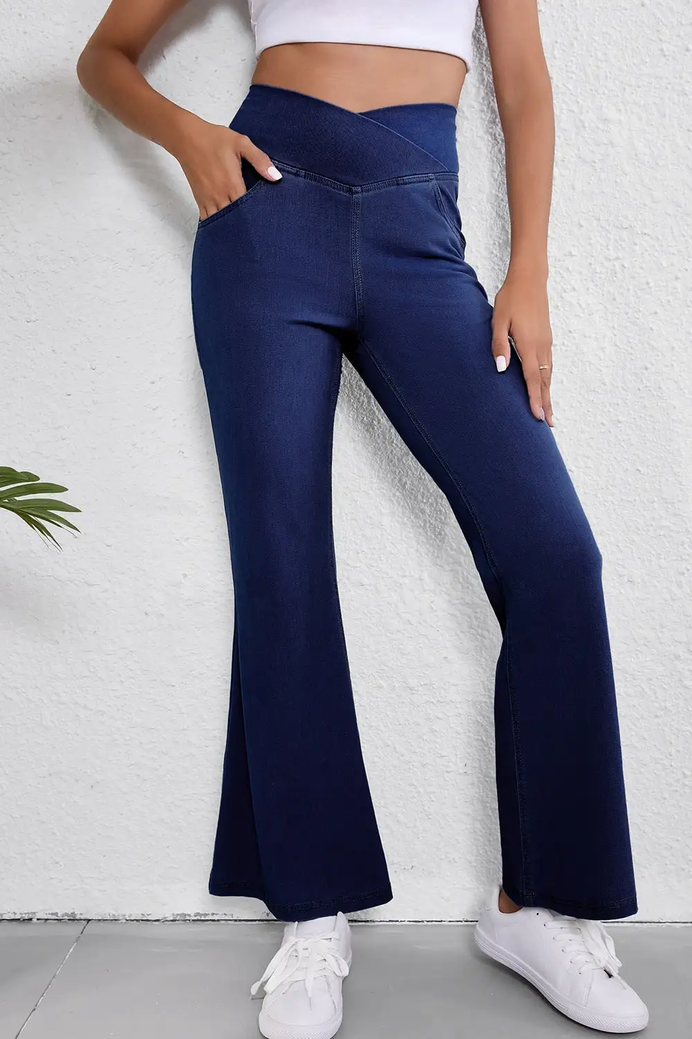 Contoured High Waist Flare Leg Denim Jeans