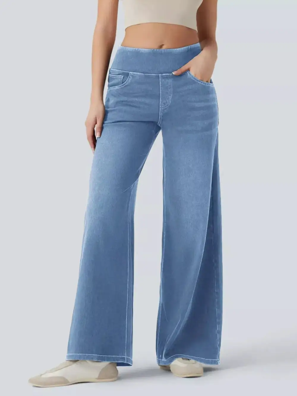 Soft High Waist Wide Leg Denim Jeans