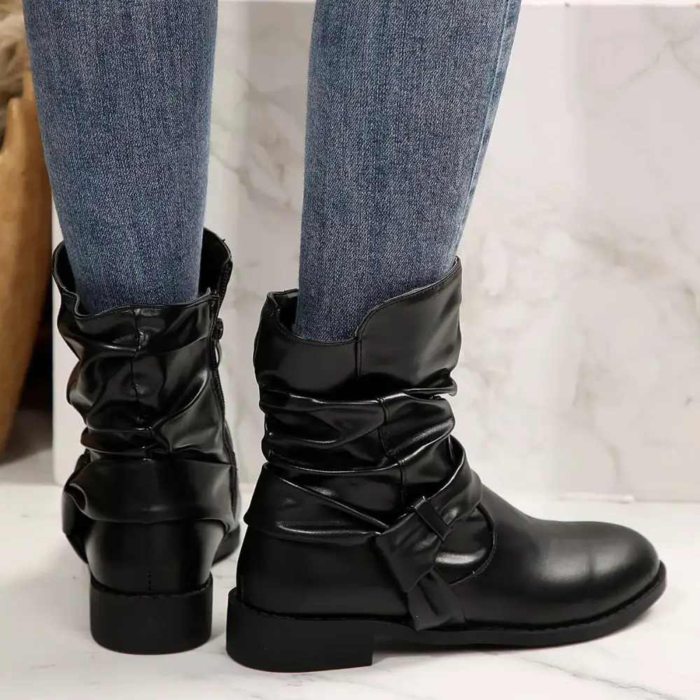 Round Toe Low Heel Boots
