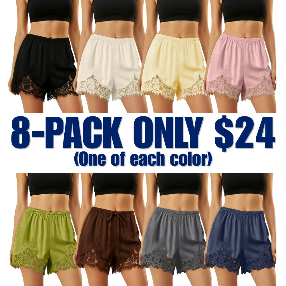 🔥Hot Sale💥Women's Satin Lace Shorts🔥12-PACK - All Colors Included