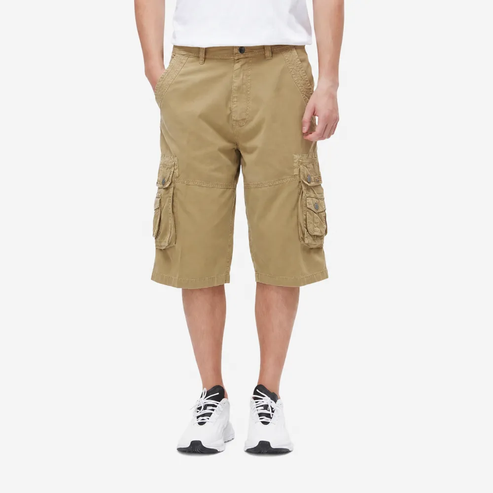 Men's Washed Twill 7-Length Multi-Pocket Cargo Capri Pants