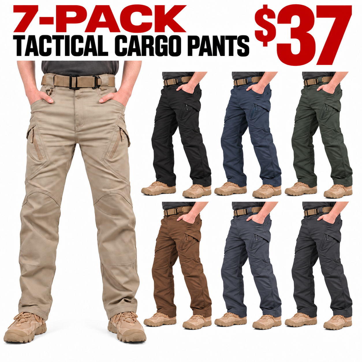 Men’s Hiking Tactical Pants Lightweight Cotton Outdoor Military Combat Cargo Trousers