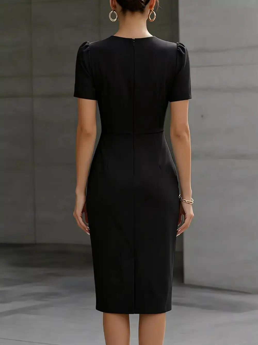 Ruched Short Sleeve Midi Dress