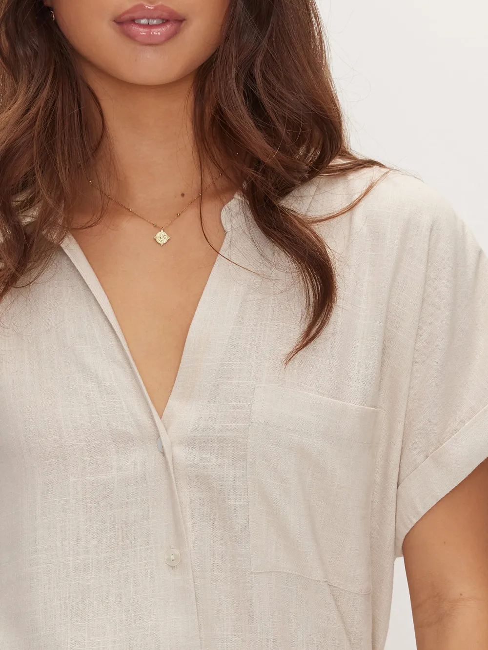 Button Front Slight Stretch Shirt