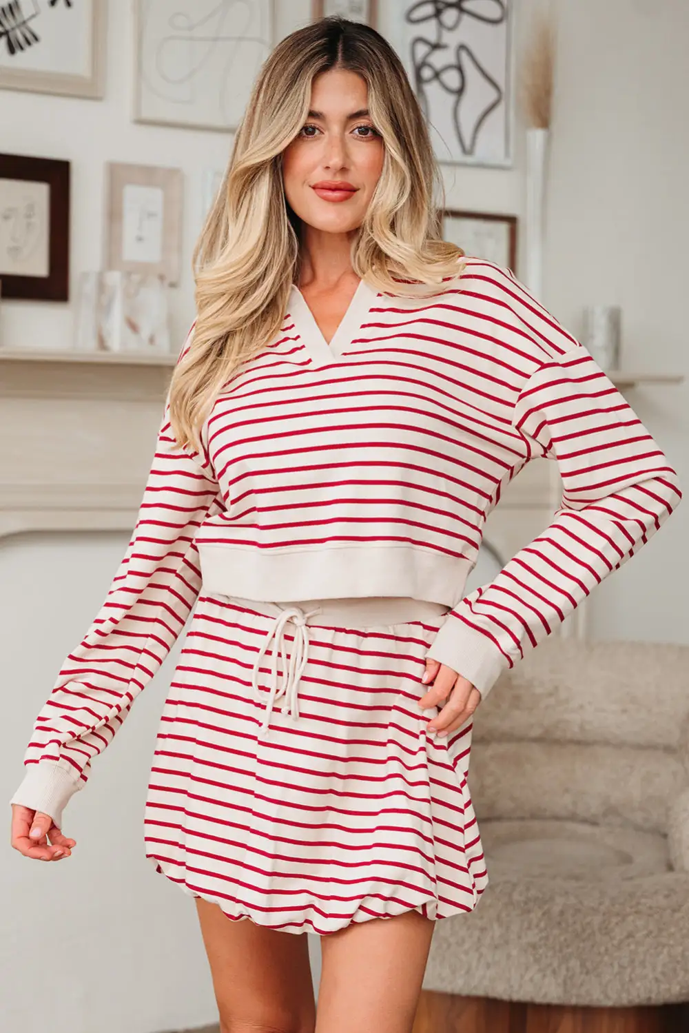 Practical Collared Cropped Detail Coordinated Set