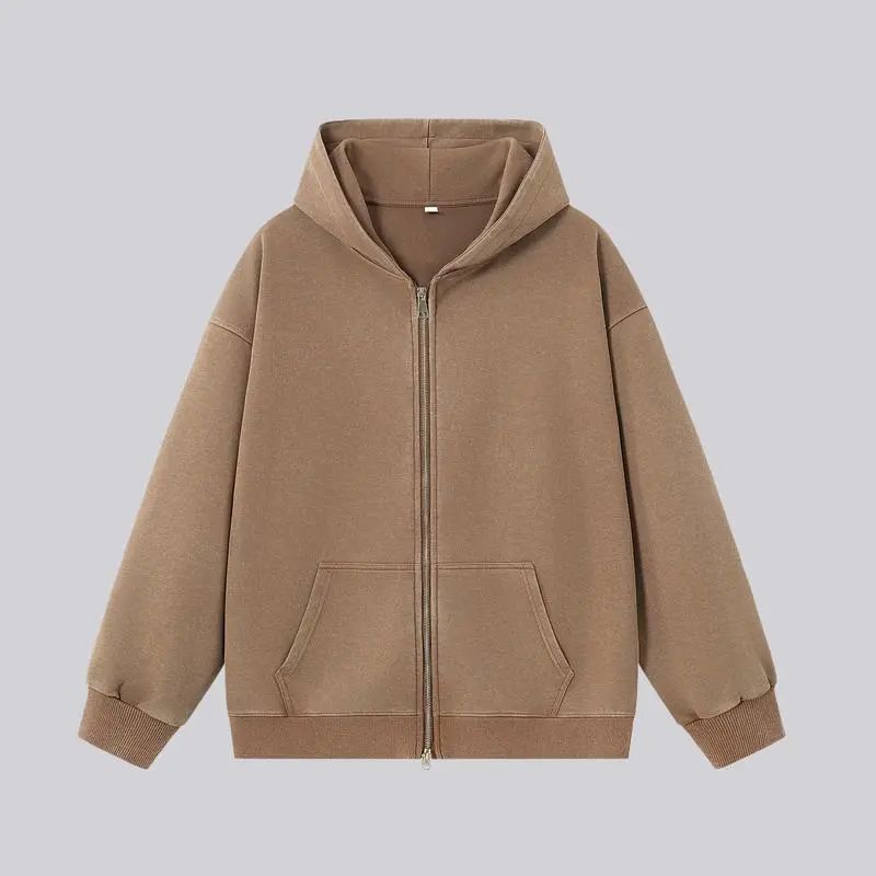 Latitude Womens and Mens Zip Up Hoodies Long Sleeve Fall Oversized Sweatshirts Acid Wash Y2K Jacket with Pockets Casual Fabric Polyester Style