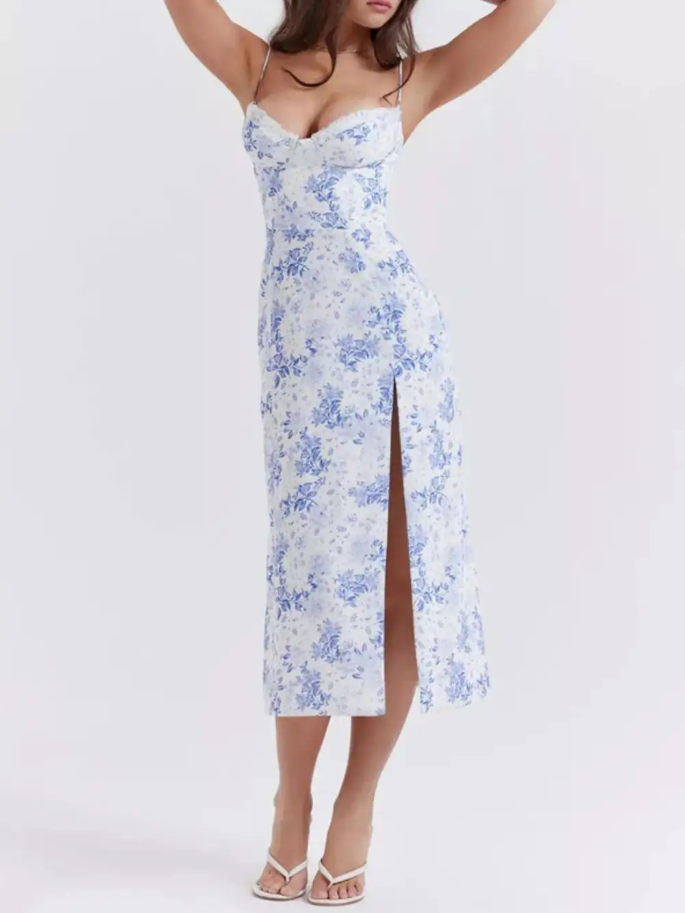 Floral Printed Lace Midi Dress