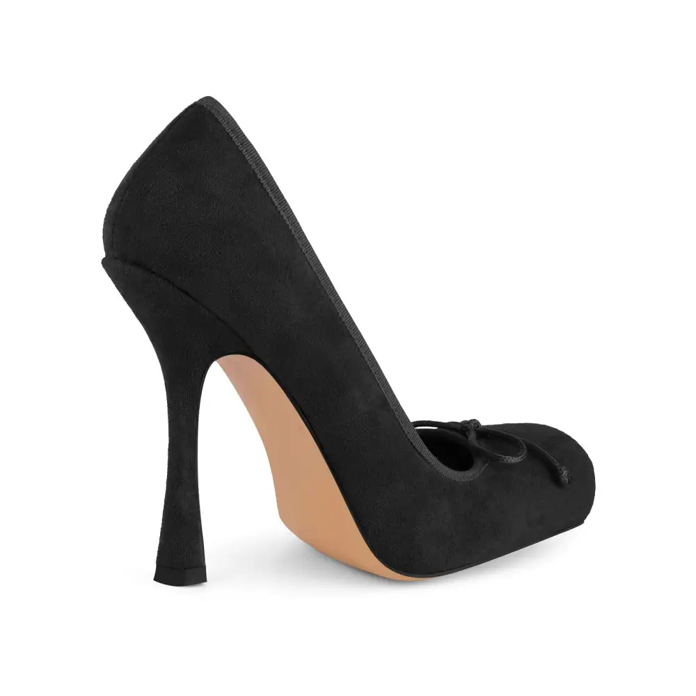 Suede Finish Leopard Pattern Square Toe Stiletto Pumps