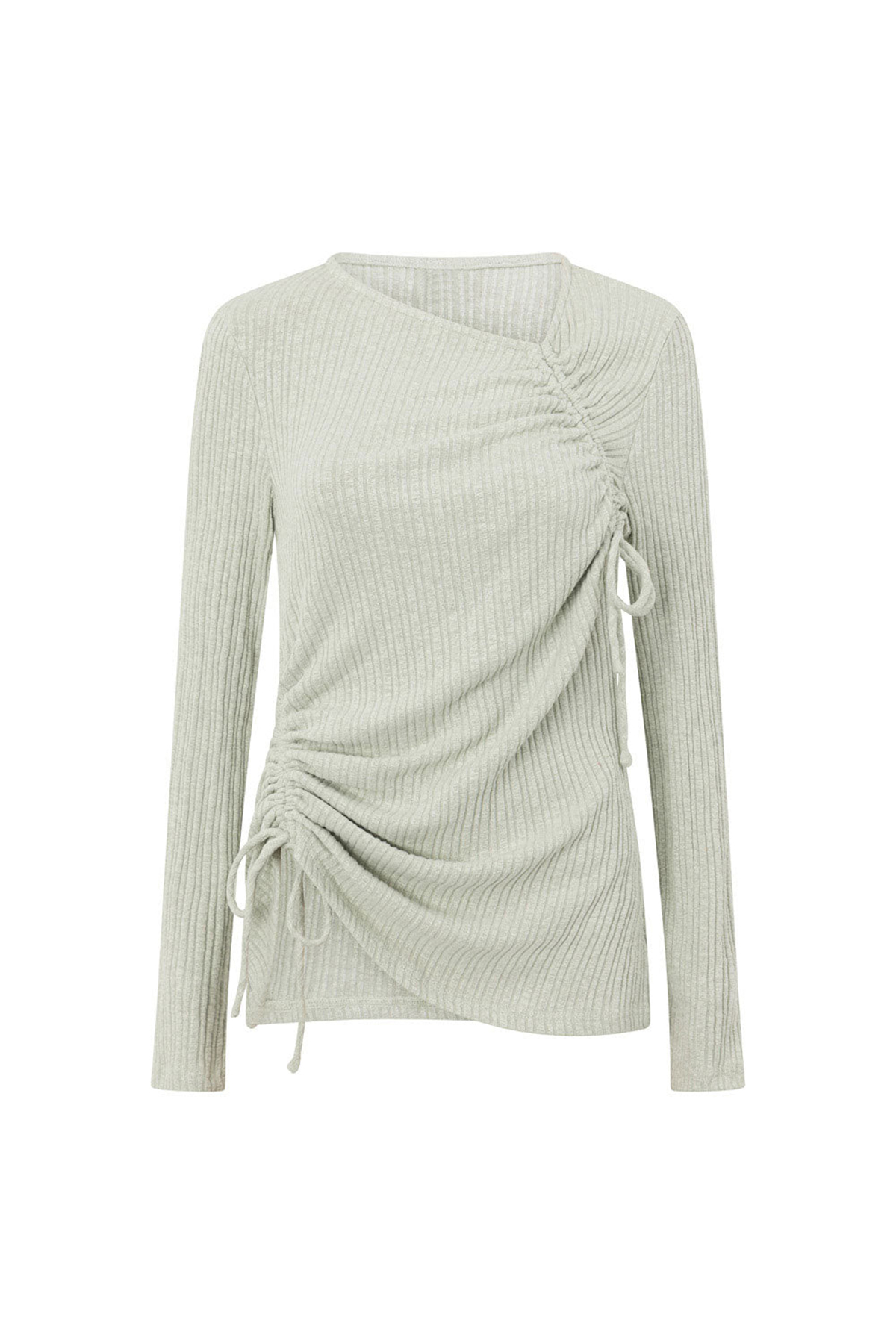 Asymmetric Ruched Long Sleeve Top