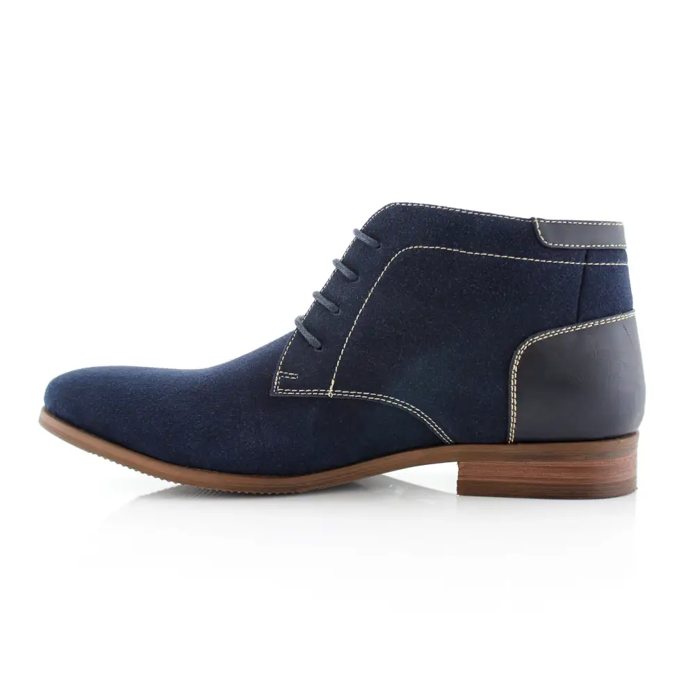 Polished Faux-Suede Suede Faux-Leather Chukka Boots