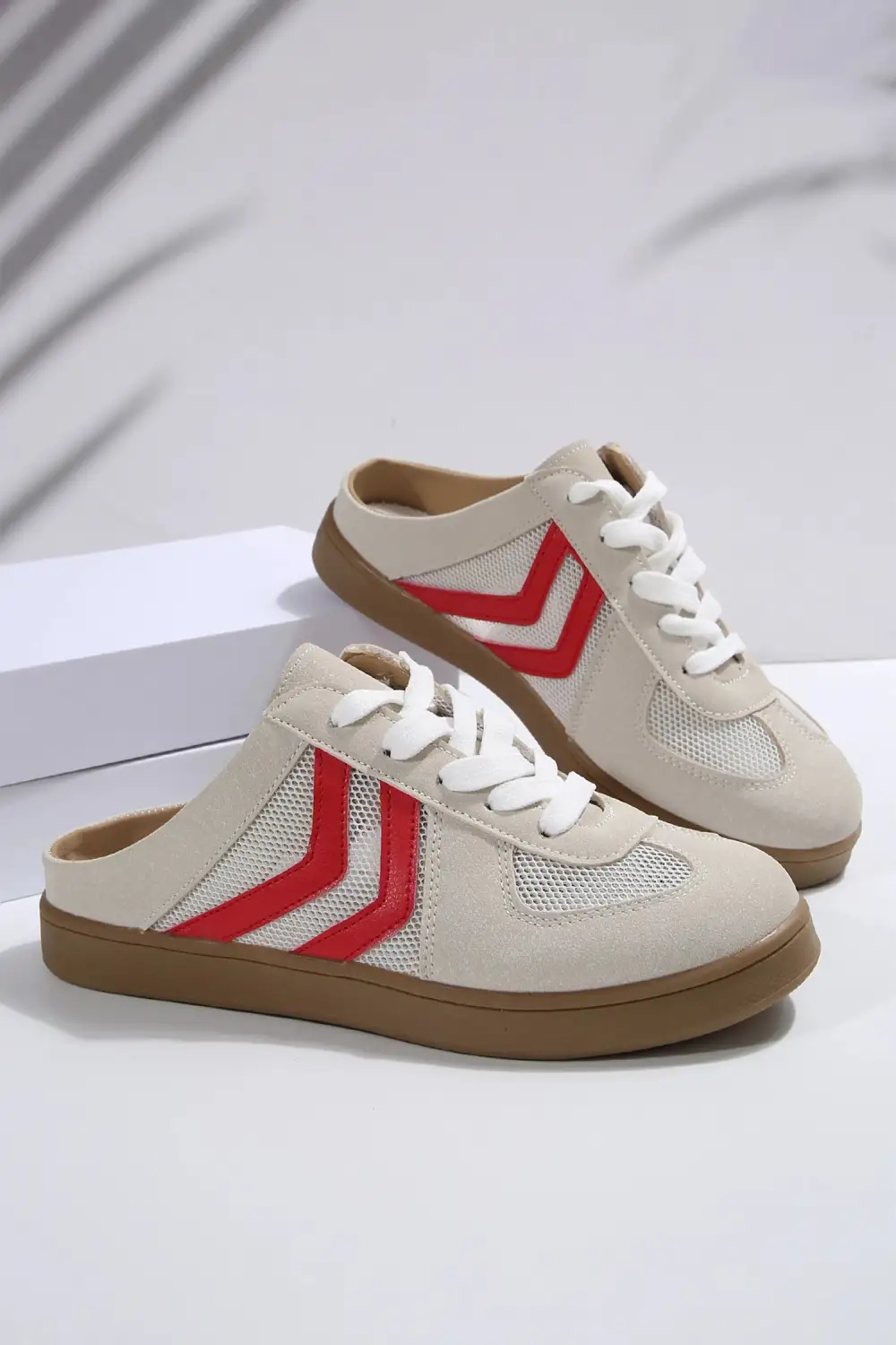 Mesh Leather Slip-On Sneakers