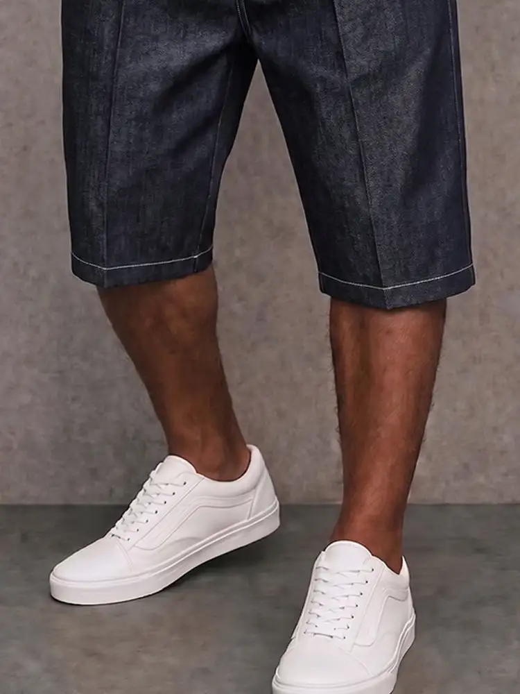 Men's Stylish Contrast Stitching Stretchy Denim Shorts