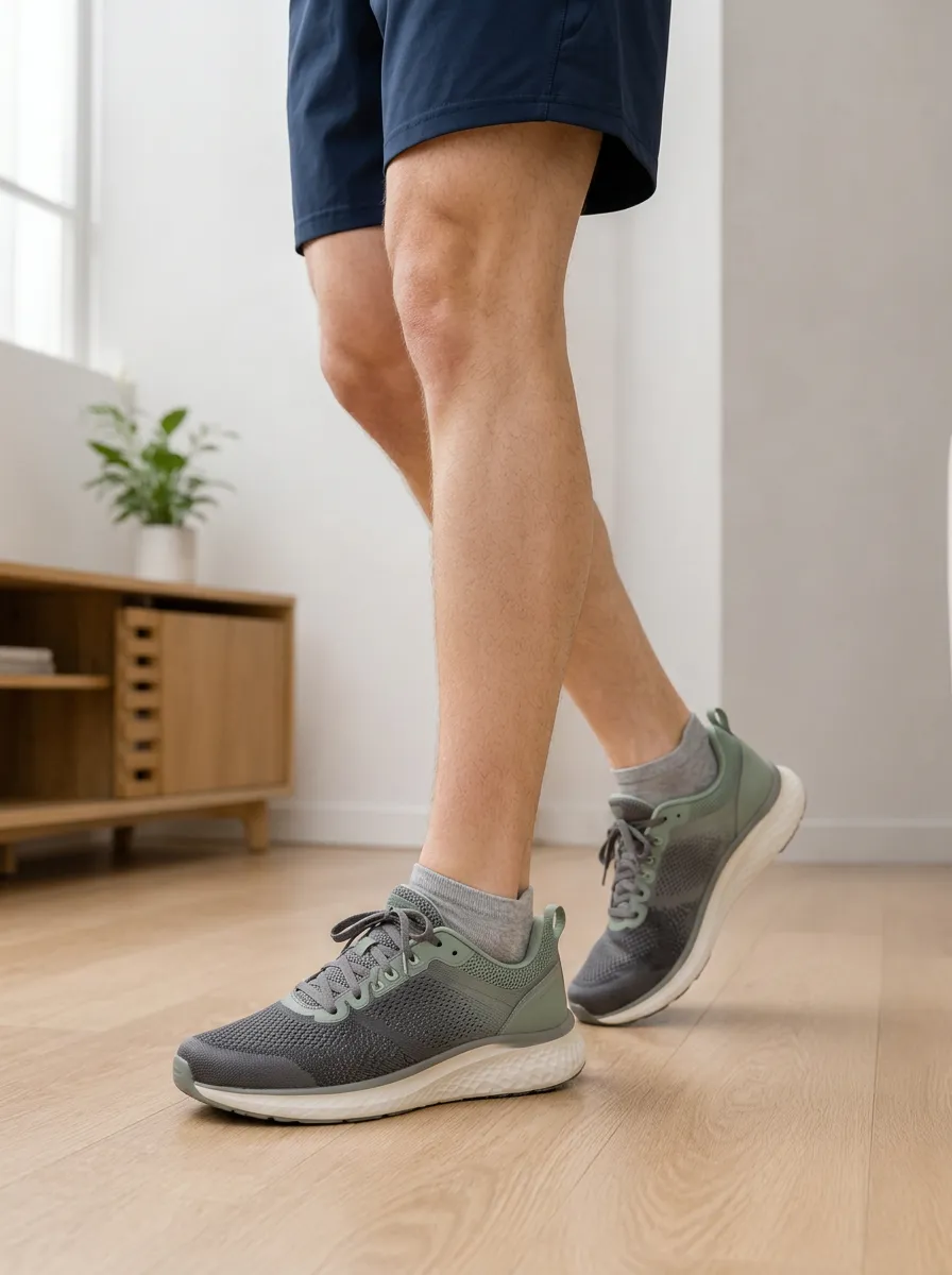 Men's Athletic Running Sage Green Grey Printed Sneakers