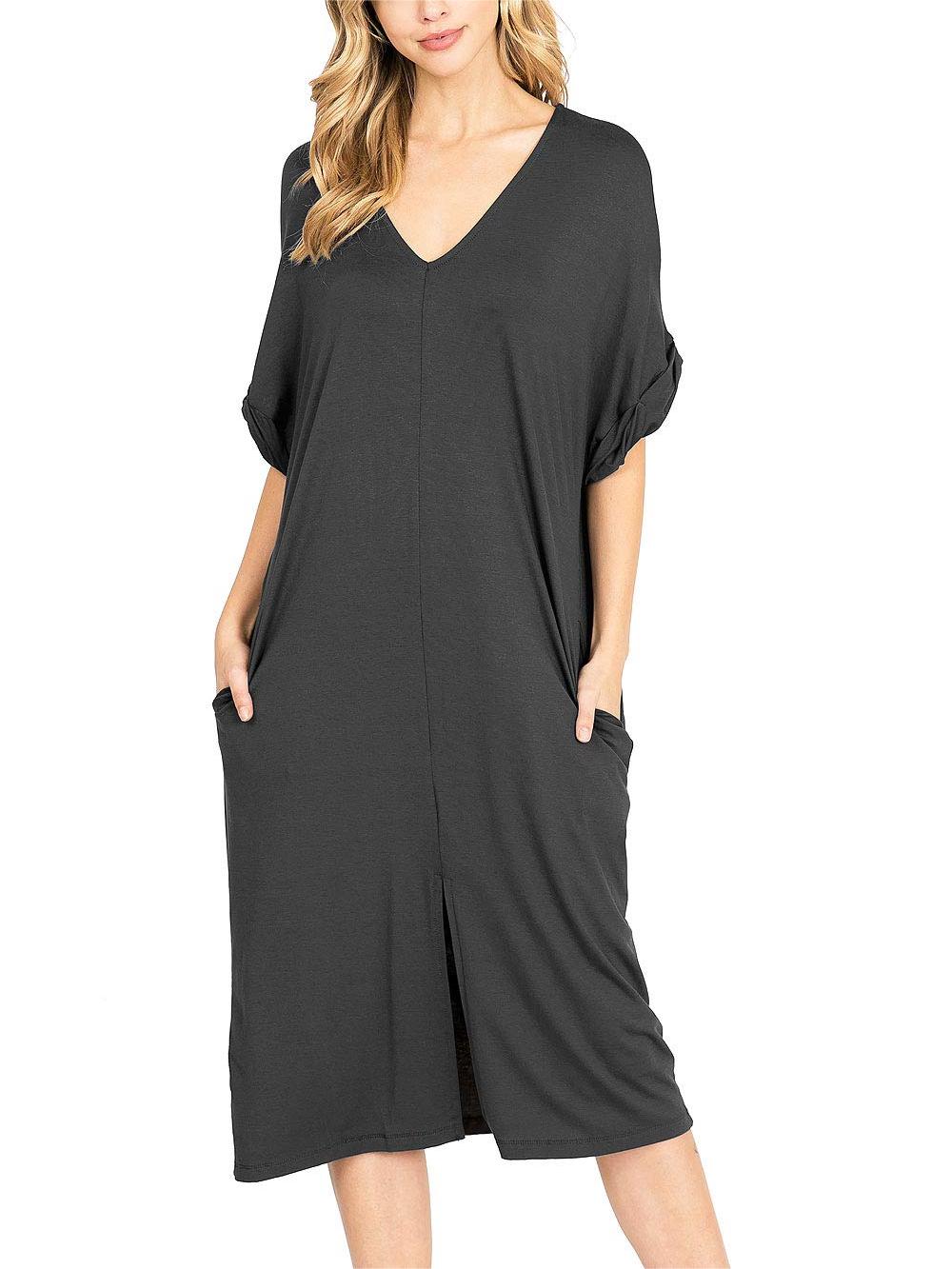 Charcoal Gray V - Neck Maxi Dress