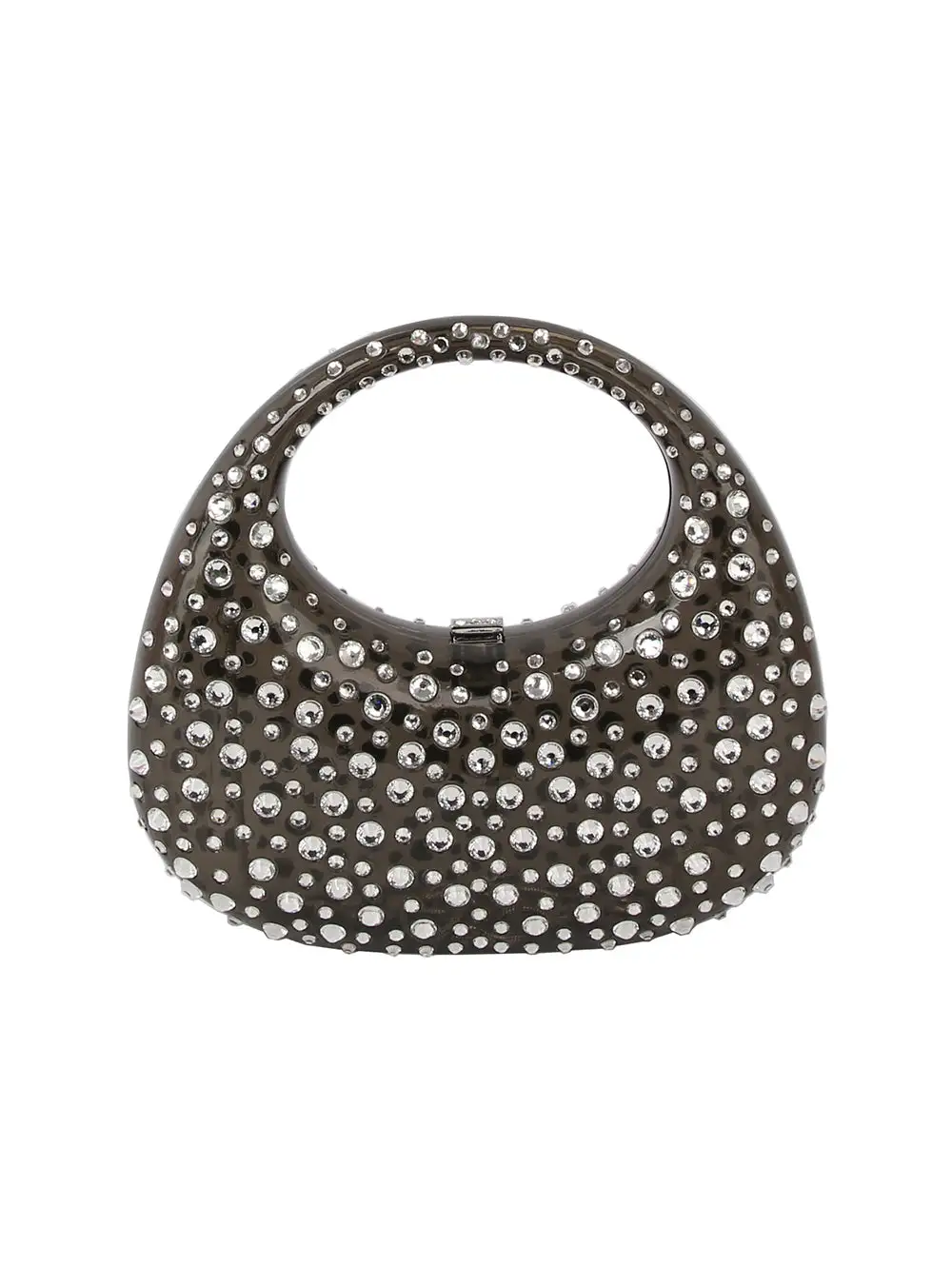 Crystal Accent Chain Accent Transparent Clutch Bag